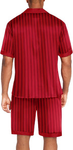 Ekouaer Men Satin Silk Pajamas Set with Pockets Sleepwear Shorts Satin Summer Loungewear 2 Piece Button Down Set S-3XL