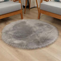 Lifup Soft Round Shaggy Rug, Faux Fur Area Rug, Fluffy Plush Carpets Circle Rugs for Living Room Fuzzy Rugs for Bedroom Under Dining Table Home Office Decor Light Grey 4x4 Feet