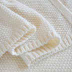 Cream White Waffle Texture Throw Blanket for Couch,Soft Cozy Cable Knit Throw for Bed Sofa Chair Living Room,Lightweight Warm Maximalist Decor Christmas Blanket,50"x60" (cr-A03)