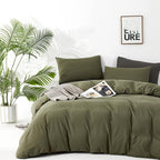CLOTHKNOW Green Queen Comforter Set Olive Green Bedding Comforter Sets Soft Dark Green Comforter with 2 x Pillow Cases
