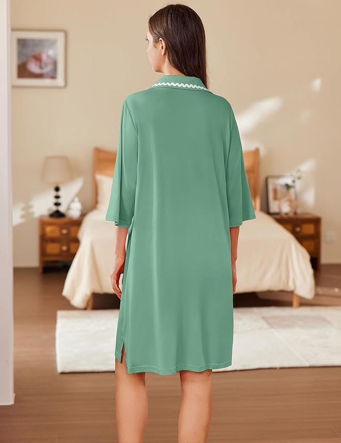 Ekouaer Women Zipper Robe Lightweight House Coat Zipper Front Short Bathrobes Soft Nightgown with Pockets S-3XL