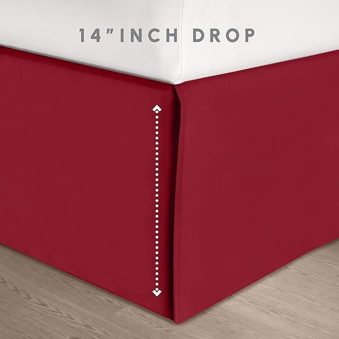 Elegant Comfort 8-Piece Pinch Pleated Comforter Set - All Season Complete Bed in a Bag, Includes 4pc Smart Sheet Set, Bed Skirt, Comforter, Matching Pillowcases and Shams, Twin/Twin XL, Wine Red