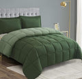 HIG 3pc Green Comforter Set Full SizeDuvet Insert, Reversible, All Season, Box Stitched, with Corner Tabs, Soft, Fluffy