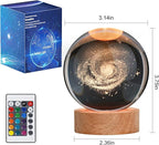 Large 3D Galaxy Crystal Ball Night Light, Crystal Lamp 16 Color Changing with Remote Control for Bedroom Decor, Ideal Birthday Gift for Teens Boys and Girls, Galaxy Model