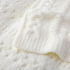 Cable Knit Throw Blanket 50x60 Inches - Chunky Knit Chenille Blanket for Couch, Bed | Warm & Cozy Winter Blanket for Living Room, Farmhouse Home Decor | Off White