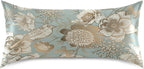 Vintage Peonies and Bird Satin Pillowcase for Hair and Skin, Blue and Gold Peonies Silk Pillow Case with Envelope Closure, Standard Size 20x26 inches, Sage Green, 1 PC