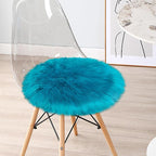 2ft Small Round Blue Rug,Thick Furry Fluffy Carpet for Teen,Sheepskin Fur Shaggy Circular Rug for Indoor Bedroom Room Living Room Nursery Decor Chair