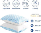EASELAND Firm Pillows Shredded Memory Foam with Adjustable Fill - King Size Set of 2, Removable Cooling Cover for Hot Sleepers, Cool Bed Pillow for Side Back Stomach Sleepers