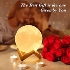 Mydethun Moon Lamp - 4.7' Gifts for Women, 3D Printed LED Night Light w/Wooden Base, Birthday Gifts for Mom, Wife, Girlfriend, Dual Color Touch-Dimmable Wedding Decor, White & Yellow