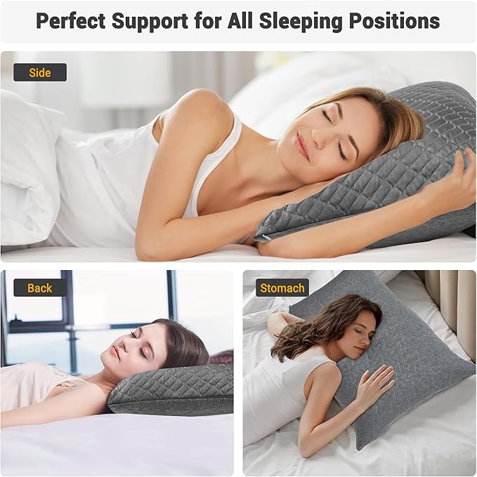 WOLKI King Size Pillows Set of 2 Shredded Memory Foam Pillows 2 Pack, Adjustable Firm Pillow for Side Sleepers, Back, Stomach, Hot Sleepers (20x36)