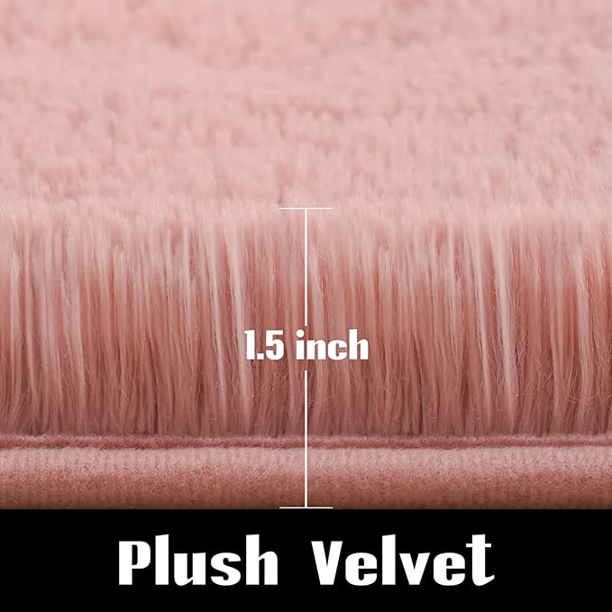 Jelymark Super Soft Shaggy Rug for Bedroom, 5x8 Feet Fluffy Carpet for Living Room, Fuzzy Indoor Plush Area Rug for Home Decor, Furry Floor Rugs for Dorm, Kids Nursery Rug for Girls, Blush Pink