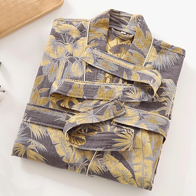 Womens Boho Floral Print Robe Lightweight Short Sleeve Bathrobe Soft Kimono Robes V-neck Loungewear with Pockets