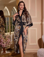 Kihnop Women's Floral Long Kimono Robe Long Satin Robe Long Silk Robe Ladies Kimonos Silky Bathrobe Cover Up, One Size