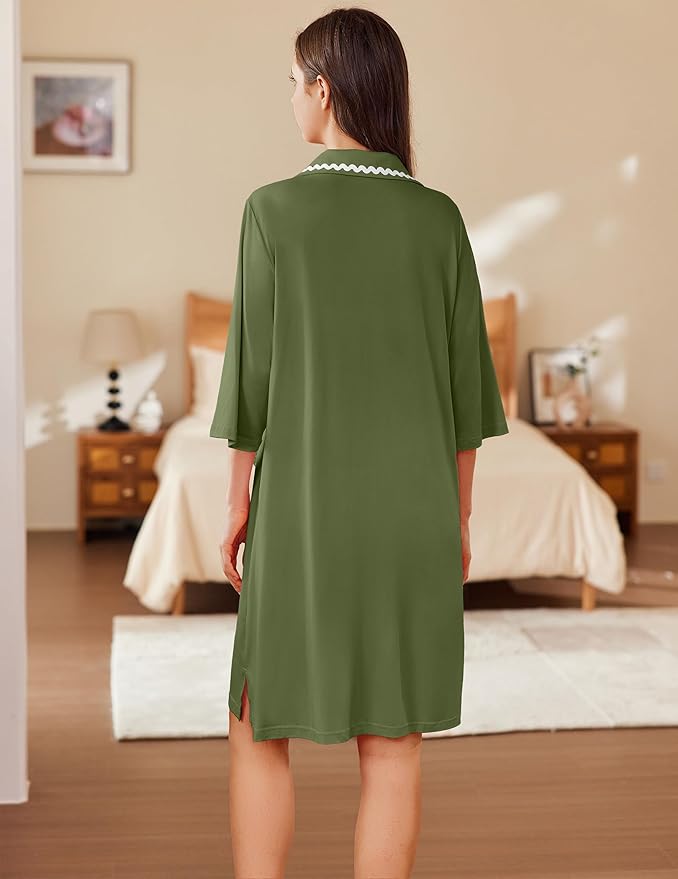 Ekouaer Women Zipper Robe Lightweight House Coat Zipper Front Short Bathrobes Soft Nightgown with Pockets S-3XL