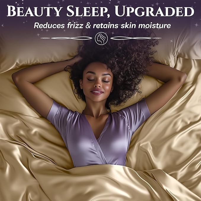 SLEEP SANCTUARY Satin Sheets Twin Size – 3 Piece Luxury Silky Bed Set, Softer Than Silk, 15" Deep Pocket, Cooling & Wrinkle-Free, Moisture-Wicking & Breathable for Hair & Skin (Ivory)