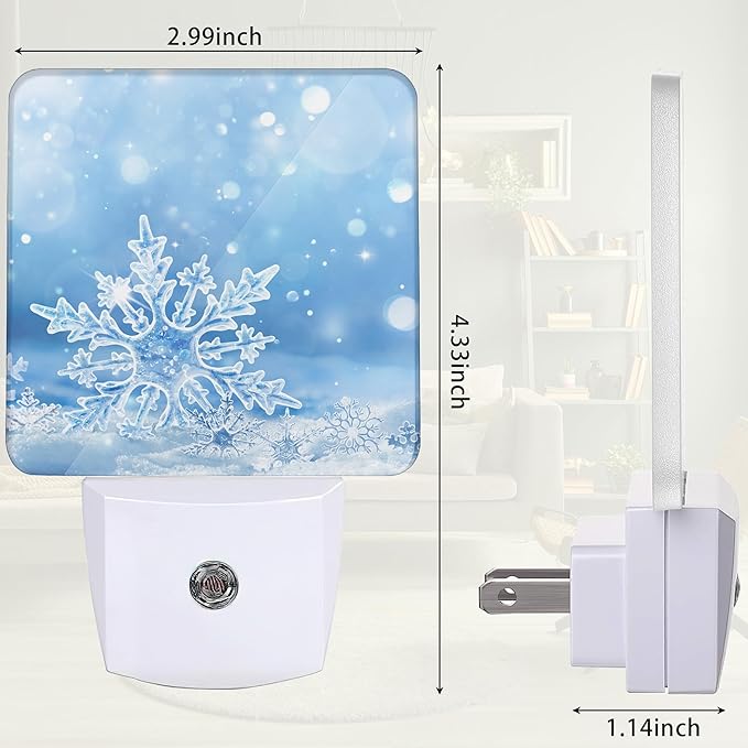 Snowflakes Christmas Night Light, Winter Snowflakes Night Light Plug into Wall with Dusk to Dawn Sensor, LED Lamp Energy Saving Lights for Men Women Boys Girls,Lamp for Bedroom Bathroom Hallway