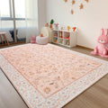 CRYPTOLITE Area Rug for Living Room, 9x12 Machine Washable Non Slip Large Faux Wool Throw Rug, Low Pile & Non-Shedding Boho Large Carpet Rugs for for Dining Room, Bedroom, Office (Cinnamon)