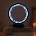 Runyangshi Celestite Night Light 8.6" Natural Healing Crystal Bedside USB Port 3 Colours Dimming Mode Bedroom Lamp Suitable Night Lamp Ideal Gift