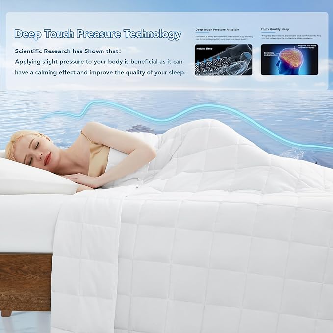 Topcee Weighted Blanket for Adults (15 lbs, 48" x 72") Twin Size Soft Cooling Heavy Blanket Sleeping, Apply to 130-160 lbs Body, Thick Breathable Blanket with Glass Bead, Easy Care