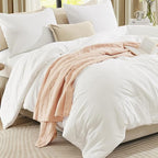 WRENSONGE Queen Comforter Set - 3 Pieces Prewashed White Comforter Soft Lightweight Bedding for All Seasons, Fluffy Down Alternative Comforter Queen Size with 2 Pillow Shams