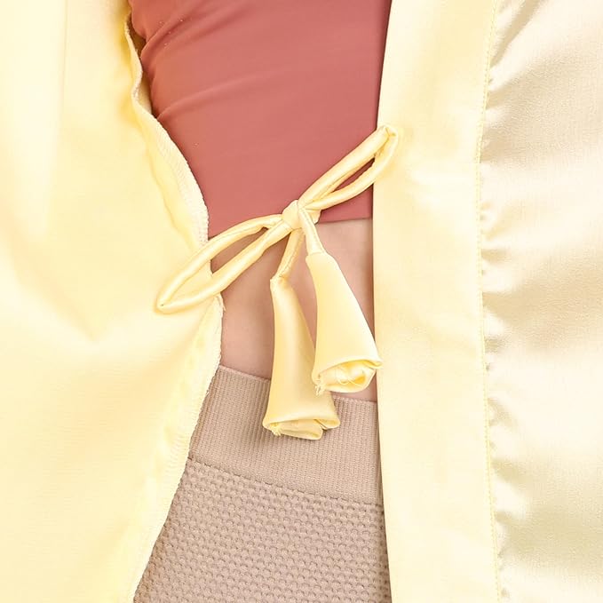 Silk Robes for Women Ankle Length Satin Kimono Robes with Belt Bridemaids Sleepwear Bachelorette Nightgown