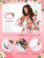EPLAZA Silk Robes for Women Satin Robe Short Sexy Print Flower Kimono Loungewear Wedding Bridal Party