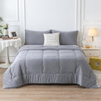 COTTEBED Ultra-Soft Comforter Set Queen/Full Size Bed, Jersey Knit T-Shirt Feeling Fluffy Cozy Comy Durable Lightweight Quilt Bedding Down Blanket & 2 Pillowcase for All Season Use, Dark Grey