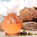 Himalayan Glow 1326 Natural Pink Salt Bowl Night Lamp with Crystal Salt Chunks