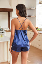 EKOUAER Silky Pajama Set for Women V-Neck Satin Camisole Lingerie Sets Party Loungewear Sleepwear