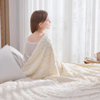 NEWCOSPLAY Super Soft King Blanket Ivory Premium Silky Flannel Fleece 3D Heart Checkered Lightweight Bed Blanket All Season Use (Ivory Heart, King(90"x110"))