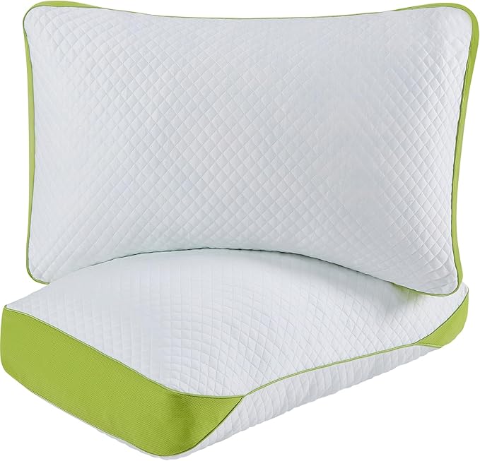 Luxury Hotel Cooling Pillow for Sleeping,Medium Firm Shredded Memory Foam Pillows Queen Size Set of 2,with Zipper Adjustable Supportive