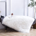 Sheepskin Faux Fur Rug, 2x3 White Fur Rug for Bedroom Small Area Throw Fluffy Fuzzy Carpet for Living Room Luxury Decor Washable Soft Shag Mats for Kids Room Nursery Dorm Bedside