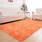 Softlife Orange Area Rug for Living Room, Fluffy Shag Plush 6x9 Rugs for Bedroom Girls Kids, Shaggy Soft Fuzzy Tie Dyed Large Carpet for Dorm Bedside Ultra Cozy Non-Slip Indoor Decor