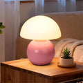 ULAROOM Small Mushroom Lamp,USB-Plug in Bedside Table Lamps with 3-Temperature LED Bulb Dimmable,Unique Cute Aesthetic Home Decor for Living Room,Bedroom, Modern Ceramic Base Glass Lamp(Pink)