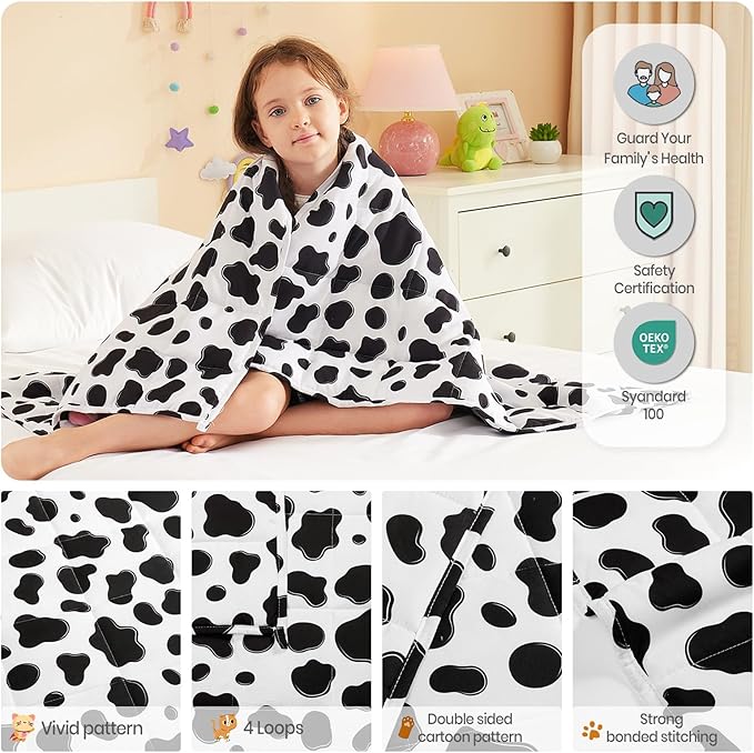 HOSUKKO Weighted Blanket - 3 lbs Cow Pattern Heavy Blanket - Breathable Blanket(36 * 48 inches, 3 lbs)