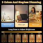 Cordless lamp,Dimmable Crystal Table Lamp 3 Colors LED Gold Lamp,Touch Lamp Diamond Crystal Lamp, Rechargeable Small Lamp, Wireless Lamp Vintage Lamp for Bedroom Living Room Bathroom Hotel Bar
