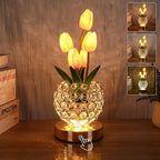 Birthday Gifts for Women Mothers Day Gifts/ for MomTable Lamp, 3 Color Crystal Flower Bedside Lamps Infinitely Dimming with USB Charge Small Night Light,Nightstand Touch Lamp for Bedroom (pink-tulip)