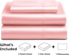 Satin Sheets Twin [3-Piece, Pink] Hotel Luxury Silky Bed Sheets - Extra Soft 1800 Microfiber Sheet Set, Wrinkle, Fade, Stain Resistant - Deep Pocket Fitted Sheet, Flat Sheet, Pillow Cases
