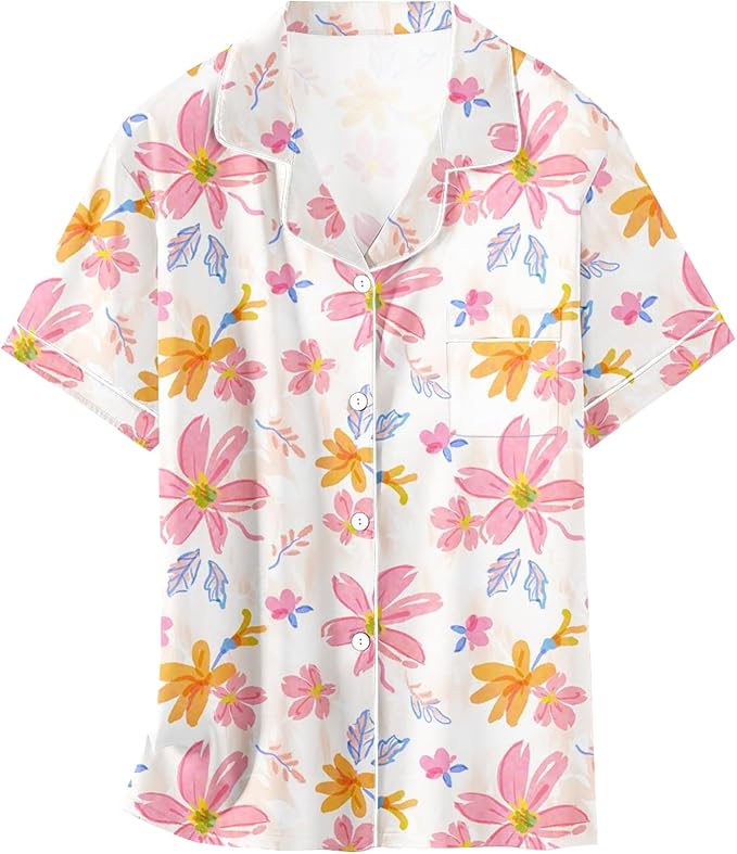 Girls & Womens Satin Pajamas Set, Silk Button-Down Sleepwear 2 Piece Nightwear, 3 Years - Women XXL