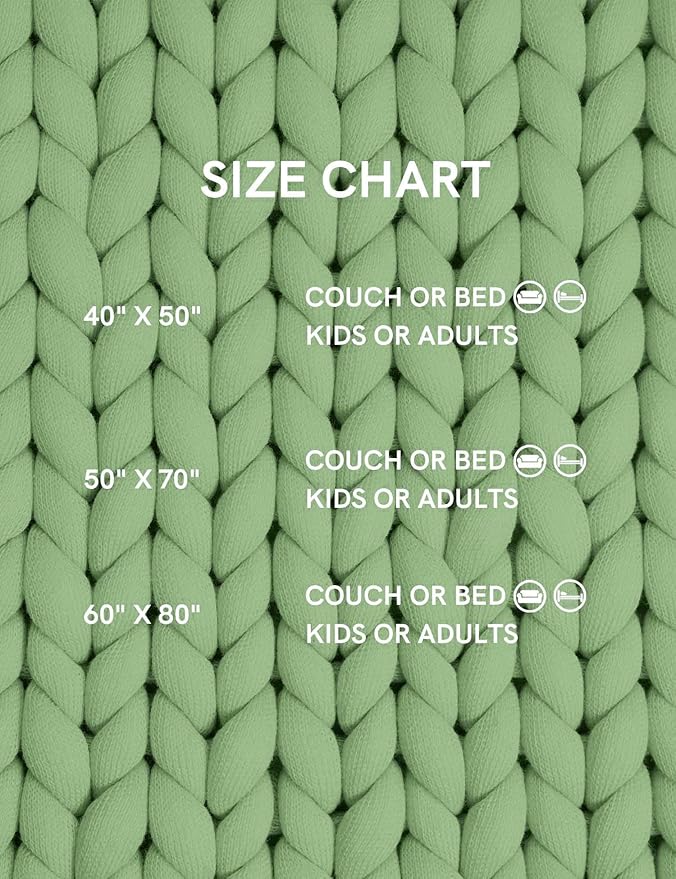 YnM Chunky Throw Blanket, Medium-Weight, Hand Knitted, Skin Friendly, Ventilated and Breathable, Machine Washable, Home Décor Piece for Couch, Sofa and Bed (Avocado Green, 40x50 Inch)