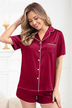 Women's Pajamas Set Sleepwear with Short Sleeve Top & Elastic Waist Shorts