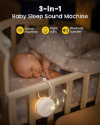 Glocusent 3-in-1 Portable Baby Sound Machine, White Noise Machine for Sleeping, Night Light & Phone Connected Speaker 34 Sounds Timing Function 1000mAh Large Battery Designed for Travel