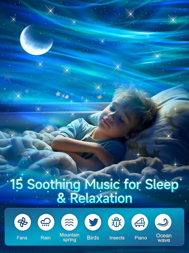 Northern Lights Projector Birthday Gifts for Him Galaxy Projector for Bedroom, 300+Colors Modes Aurora Light,15White Noise Sound Machine &Bluetooth Star Projector Galaxy Lights, Remote,Gifts for Boy