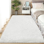 White Fluffy Area Rugs for Bedroom Living Room 4x6 Large Shaggy Soft Fur Throw Rug Non Slip Modern Indoor Furry Floor Carpet Washable Plush Fuzzy Kids Rug for Nursery, Baby, Teen Dorm Room
