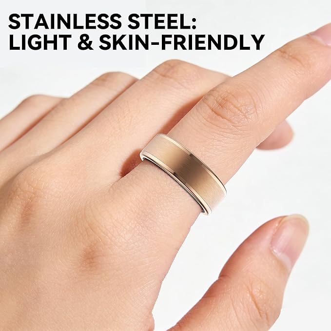 Smart Ring for Women Men,Fitness Ring with 24/7 Activity Tracking,Stress,Sleep Monitoring,No APP Subscription Fees,Compatible with iOS & Android, HarmonyOS Rose Gold, 7#
