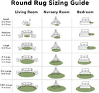 OLANLY Green Round Rugs for Bedroom - Machine Washable, 9 ft Circle Area Rugs for Living Room, Soft and Fluffy Shaggy Carpet for Teen Girl and Boys, Nursery Rooms, Dorms, Home Decor Aesthetic