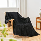 Waffle Knit Textured Throw Blanket Soft for Couch, Sofa, Twin Bed, Kids, Adults, 50” x 60” Chenille Knit Blanket, Boho Throw Blanket for Home Decor 250 GSM (Midnight Black)
