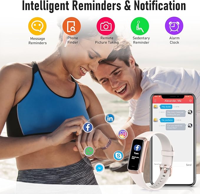 Fitness Tracker with 24/7 Heart Rate, Blood Oxygen Blood Pressure Sleep Monitor, Activity Trackers 5 ATM Waterproof,Step Calorie Counter Pedometer Health Smart Watch for Women Men