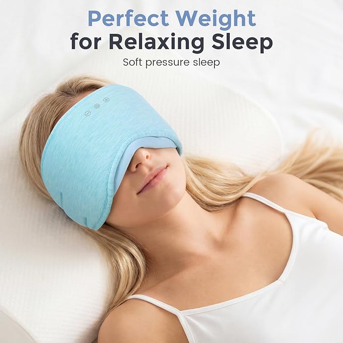 Sleep Headphones with Bluetooth 5.4 Sleep Mask, Bamboo Cotton Music Wireless Bluetooth Eye Mask for Sleeping, Earphones HD Speaker Microphone for Travel, Gifts for Men Women(Blue)