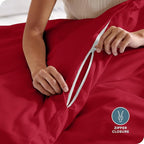 Bare Home Bedding Duvet Cover Oversized Queen Size - Premium 1800 Super Soft Collection - Lightweight, Cooling Duvet Cover - Soft Breathable Bedding (Oversized Queen, Red)